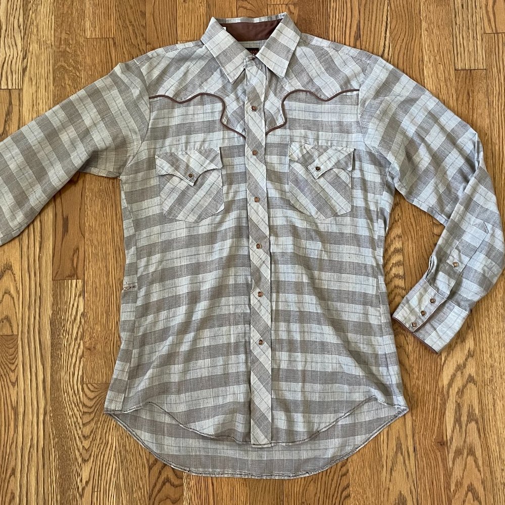 {Karman} Men's Vintage LS Western Pearl Snap Shirt Size 15.5/34